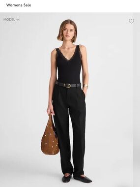 Madewell Black High-Waist Pleated Trousers